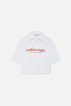 Camisas Scuffers Not LA Yet Pinstripe Ecru | 76892ZPFG