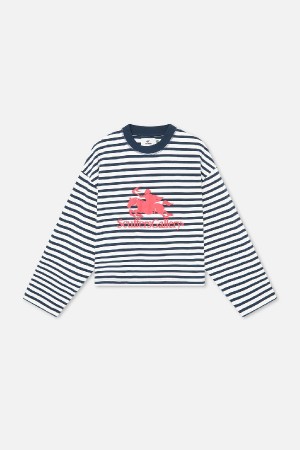 Long sleeve Scuffers Emblem Striped Longsleeve Azul Marino | 41087VICN