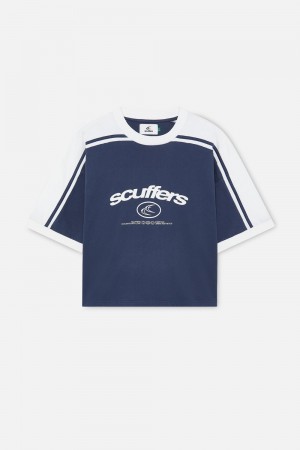 T-Shirts Scuffers Effortless T-Shirt Azul Marino | 69183IRMF