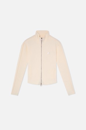 Zipped Knit Scuffers Monaco Zipper Ecru | 13569IFVM
