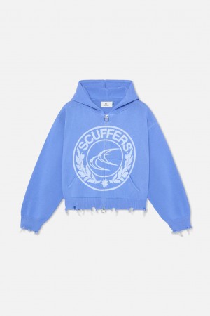 Zipper Knit Scuffers Knit Zipper Azules | 58312CIJF
