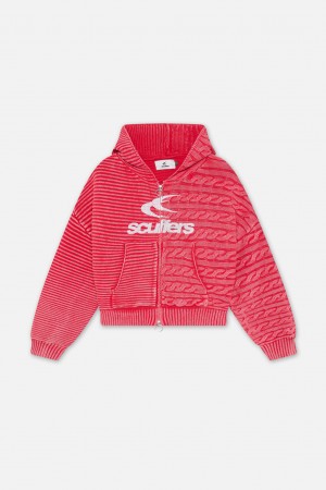 Zipper Knit Scuffers Knit Zipper Rojos | 59036IKAX