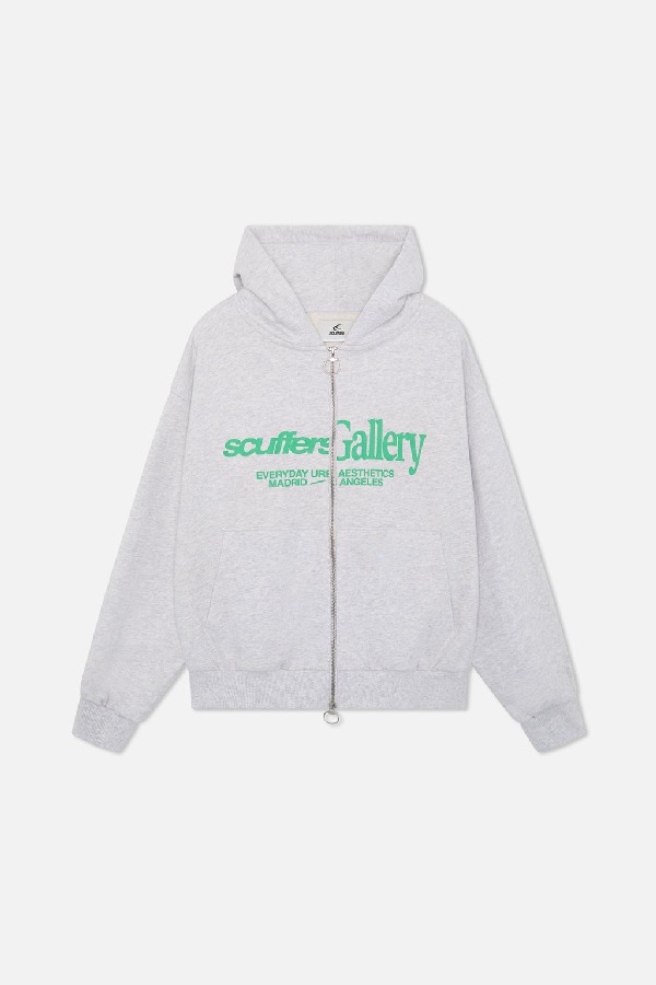 Hoodies Scuffers Gallery Zipped Grises | 25098DWIQ