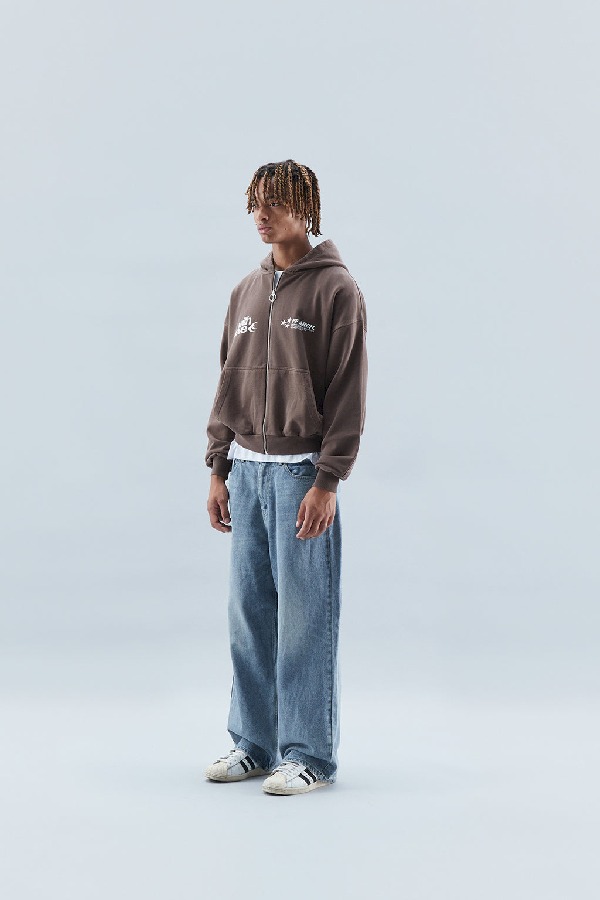 Hoodies Scuffers Outline Zipped Hoodie Chocolate | 60578MZCG