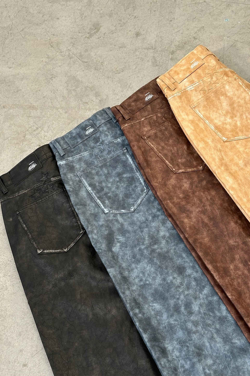 Pantalon Scuffers Leather Jumbo Pants Azules | 07563ESRY