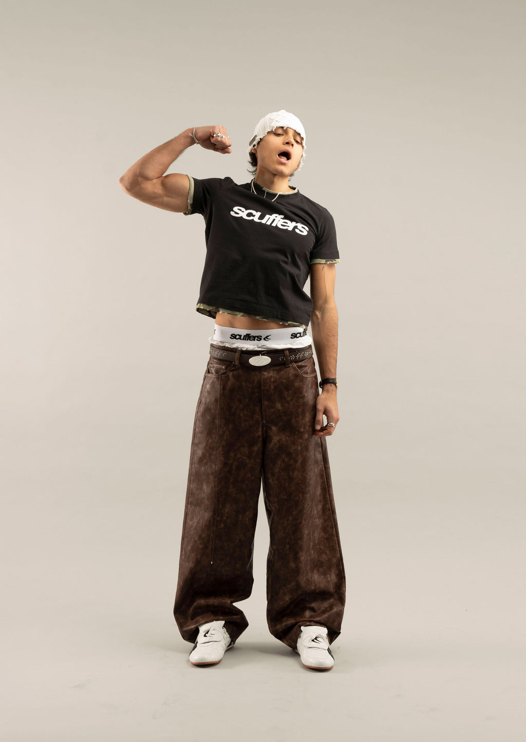 Pantalon Scuffers Leather Jumbo Pants Marrom | 14869TCXP