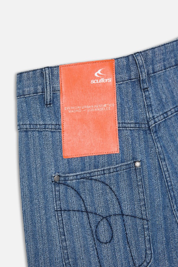 Pantalon Scuffers Striped Denim Azules | 08329XWEY