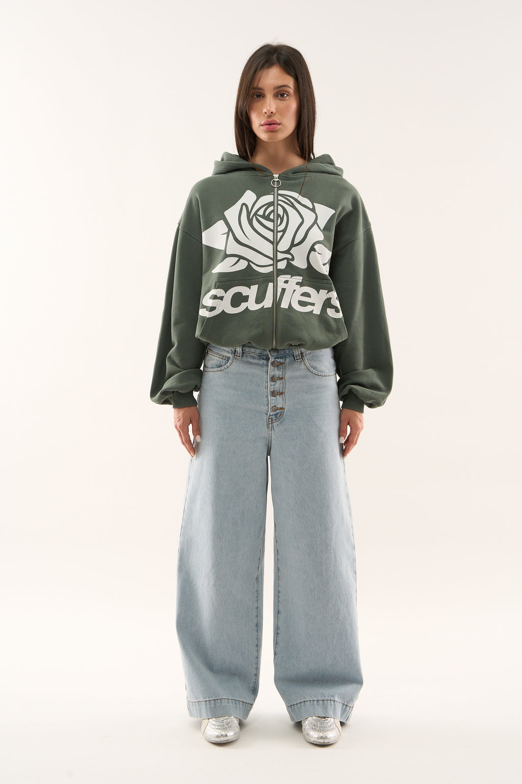 Zipped Hoodie Scuffers Girl Zipper Verdes | 01548PRQX