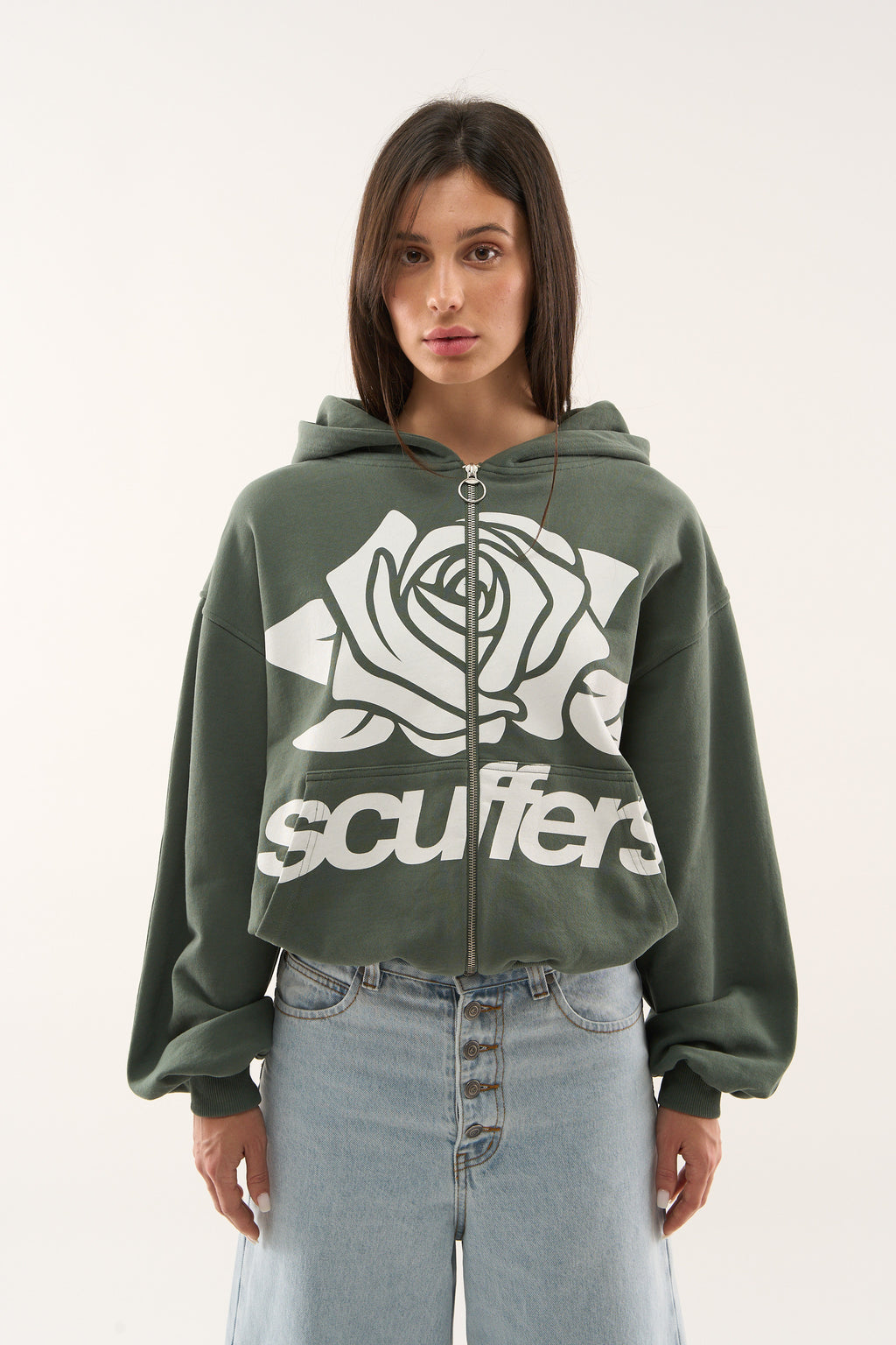 Zipped Hoodie Scuffers Girl Zipper Verdes | 01548PRQX