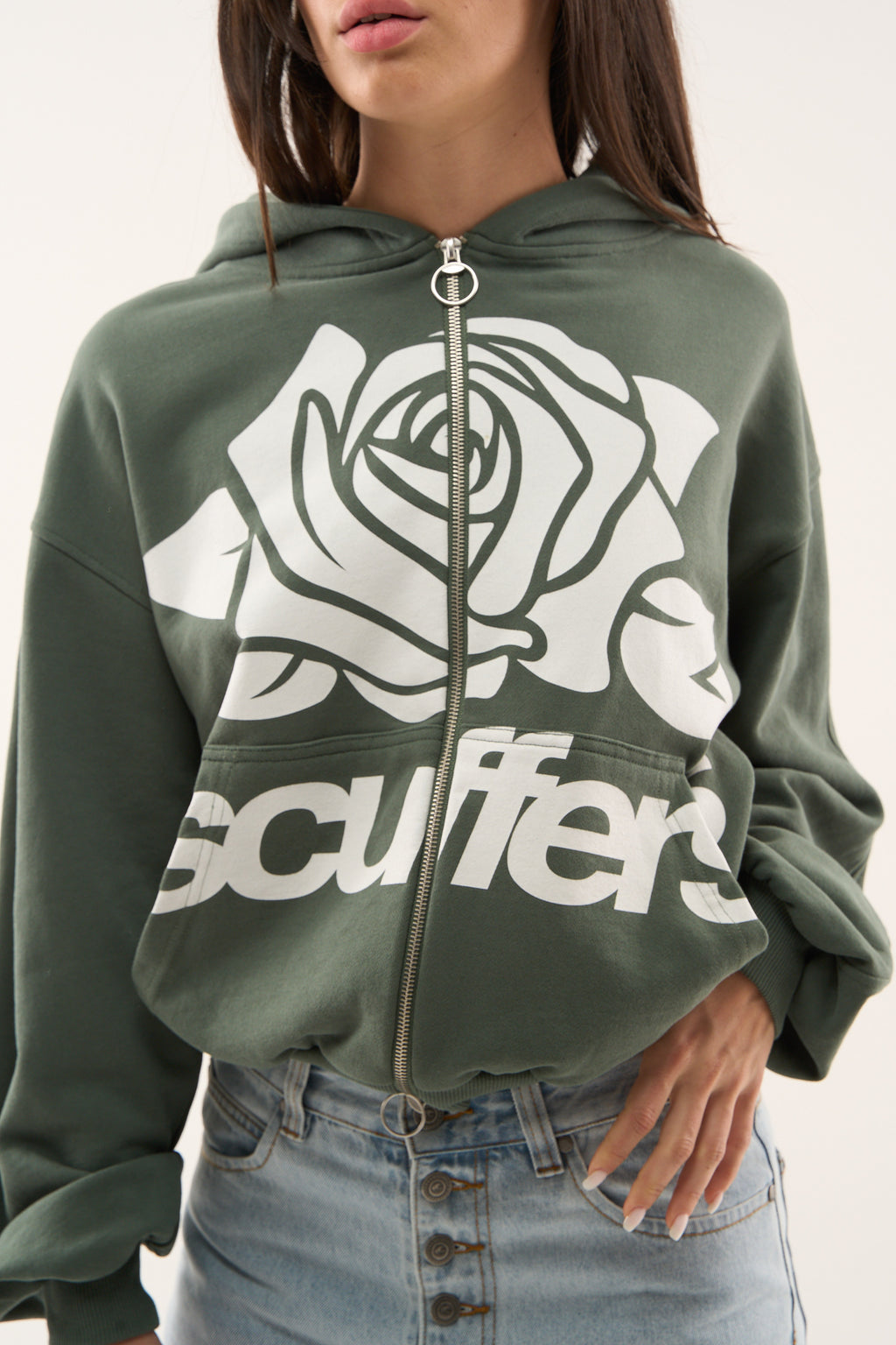 Zipped Hoodie Scuffers Girl Zipper Verdes | 01548PRQX