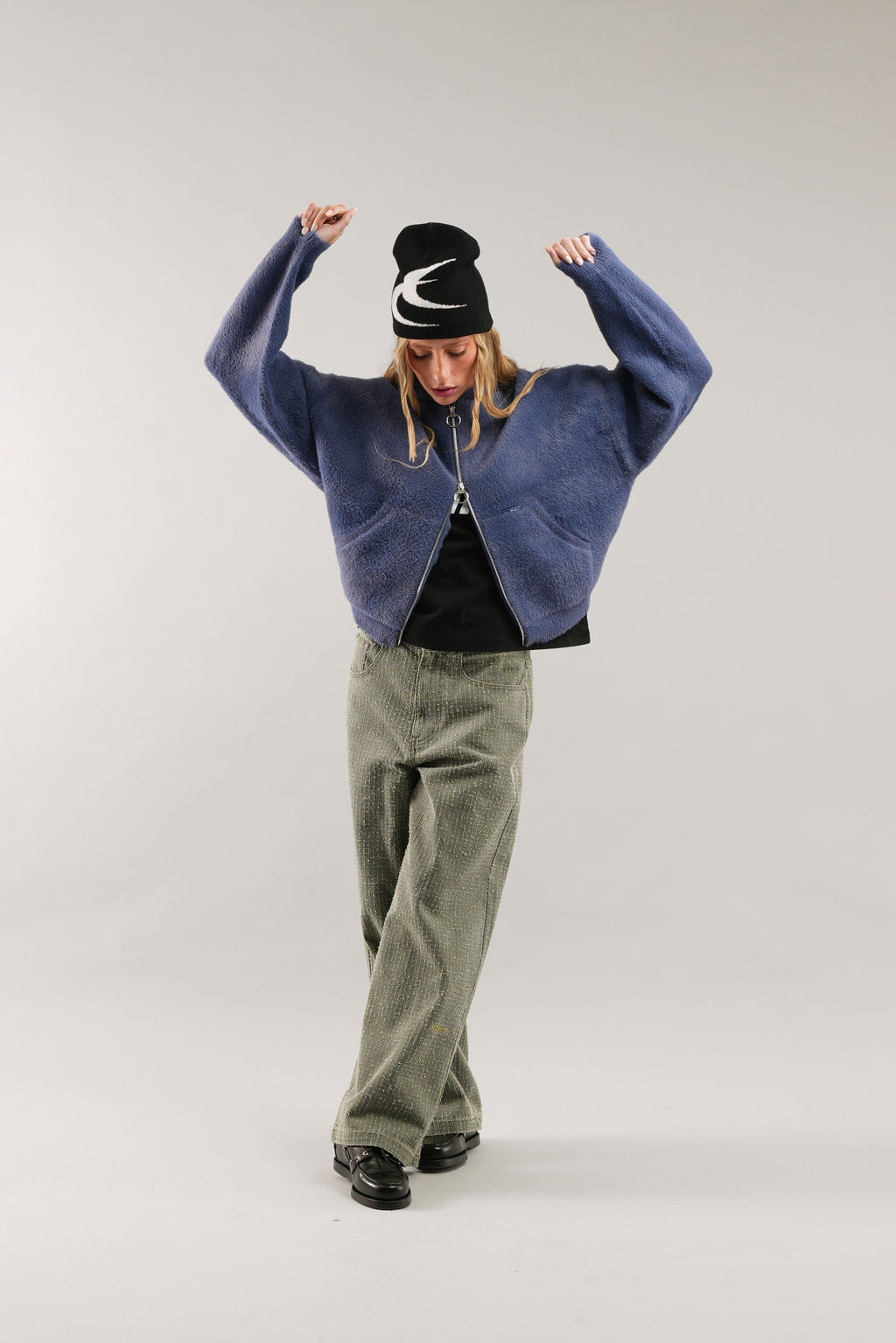 Zipper Knit Scuffers Knit Zipper Azul Marino | 93164FBEC