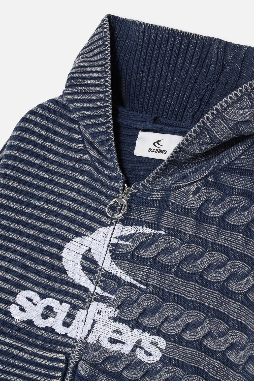 Zipper Knit Scuffers Knit Zipper Azul Marino | 97481KOUM